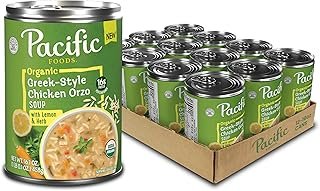 Pacific Foods Organic Greek-Style Chicken Orzo Soup With Lemon and Herb, 16.1 oz Can (12 Pack)