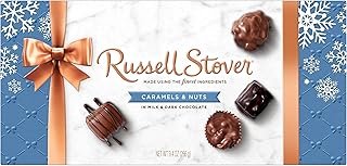 Russell Stover Christmas Caramels & Nuts in Milk & Dark Chocolate Candy Gift Box, 9.4 oz.