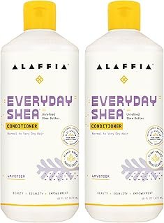 Alaffia EveryDay Shea Conditioner, Moisturizes, Restores and Protects, Made with Fair Trade Shea Butter, Cruelty Free, No Parabens, Vegan, Lavender, 2 Pack, 16 Fl Oz Ea