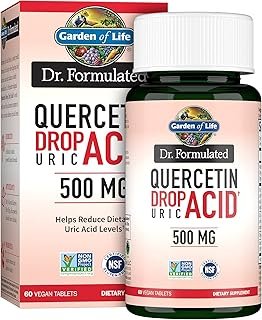Garden of Life Quercetin Probiotic & Uric Acid Support with Tart Cherry, Vitamin C from Organic Acerola and Rose HIPS Plus Luteolin – Dr Formulated – Gluten Free and Non GMO – 60 Tablets