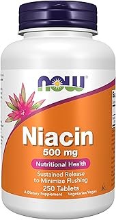 NOW Foods Supplements, Niacin (Vitamin B-3) 500 mg, Sustained Release, Nutritional Health, 250 Tablets