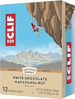 CLIF Bar White Chocolate Macadamia Nut Flavor - Made with Organic Oats - Non-GMO - Plant Based - Energy Bars - 2.4 oz. (12 Pack)