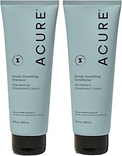 Acure Simply Smoothing Shampoo and Conditioner Set - Hydrating & Moisturizing for Women & Men, Moisturize Frizzy, Dry, Damaged Hair w/Coconut Water, Vegan, Paraben & Sulfate Free - 8 fl oz (2 Pack)