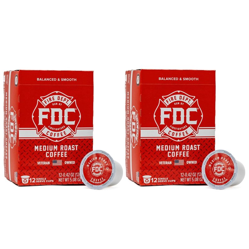 Fire Department Coffee - Gives Back to Firefighters - Original Medium Roast Coffee Pods - Balanced & Smooth - Roasted in the USA - Premium K Cups - Veteran Owned - 24 Single Pods