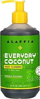 Alaffia Everyday Coconut Face Cleanser for All Skin Types. Leaves Skin Fresh and Hydrated with Fair Trade Coconut Oil & Neem, Vegan, Cruelty Free, No Parabens, Purely Coconut, 12 Fl Oz