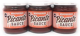 Whataburger Salsa Picante Sauce 16oz Glass Jar (Pack of 3) (Picante Sauce - Medium)