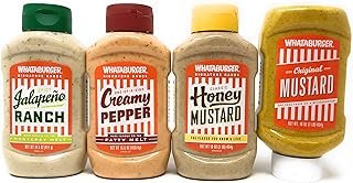 Whataburger Sauce Bundle ( Mustard, Honey Mustard,Creamy Pepper, & Jalapeno Ranch)