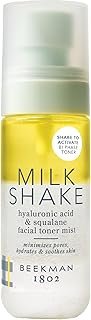 Beekman 1802 Milk Shake Mini Hydrating Face Mist - Hyaluronic Acid & Squalane Facial Mist Minimizes Pores & Gently Moisturizes, Goat Milk Skin Toner Spray, Lightweight, Fragrance Free, Travel Size