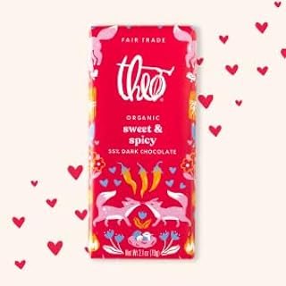 THEO Chocolate Valentine's Day Sweet & Spicy Organic Organic Dark Chocolate Bar, 55% Cinnamon & Cayenne, 12 Pack (2.8 oz Bars), Vegan, Fair Trade, Non-GMO