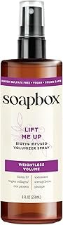 Soapbox Lift Me Up Volumizing Hair Treatment, Lightweight Volumizing Hairspray with Biotin, Natural Volume Spray for Hair, Harsh Sulfate Free, Silicone Free, Color Safe, and Vegan Products, 8 Ounces