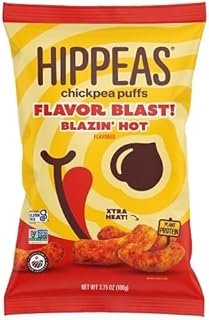 HIPPEAS Blazin' Hot Flavored Chickpea Puffs, Extra Hot, Non GMO, Gluten Free, 3.75 Ounces (Pack Of 12)