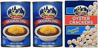 Skyline Chili Bundle (2) Cans of Original Chili 15 Ounce and (1) Box of Oyster Crackers 6 Ounce