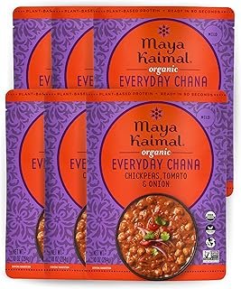 Maya Kaimal Foods - Organic Indian Everyday Chana - 10oz - Fully Cooked with Chickpeas, Tomato & Onion - Vegan - Microwavable - Ready to Eat - Pack of 6