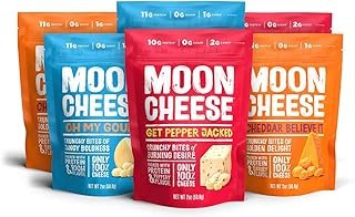 Moon Cheese Bites Bundle, Cheddar Believe It, Oh My Gouda & Get Pepper Jacked, 2-Ounce, 6-Pack, Lunch or After-School Snack