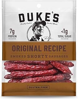 DUKE'S Pork Original Smoked Shorty Sausages, 7g Protein Per Serving, 4 oz. (Pack of 8)