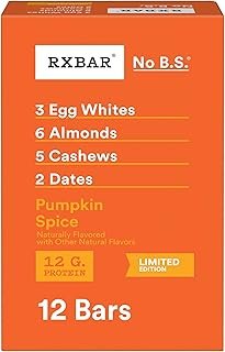 RXBAR Protein Bars, Protein Snack, Snack Bars, Pumpkin Spice, 22oz Box (12 Bars)