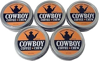 Cowboy Coffee Chew (Pack of 5) Quit Chewing Tin Can Non Tobacco Nicotine Free Smokeless Alternative to Dip Snuff Snus Leaf