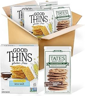 Good Thins Sea Salt Corn Snacks Gluten Free Crackers & Tate's Bake Shop Chocolate Chip Gluten Free Cookies Variety Pack, 4 Packs