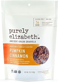 purely elizabeth. Ancient Grain Granola - Gluten-Free, Vegan & Non-GMO | Certified Organic | Baked with Coconut Oil | Pumpkin Cinnamon - 12oz