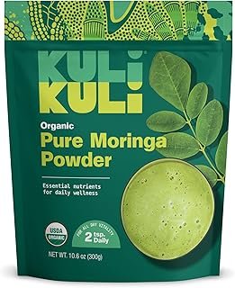 Kuli Kuli Moringa Oleifera Organic Leaf Powder & Green Smoothie, 100% Pure USDA Certified & Non-GMO Moringa Powder, Great with Smoothies, Tea, and Food - Single Pack, 10.6 oz