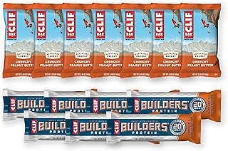 CLIF BAR and CLIF Builders - Variety Pack - Crunchy Peanut Butter and Chocolate Peanut Butter - Energy Bars and Protein Bars - Non-GMO - Plant Based - 2.4 oz. (14 Count)