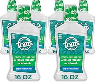Tom's of Maine Natural Wicked Fresh Alcohol-Free Mouthwash, Cool Mountain Mint, 16 oz. 6-Pack (Packaging May Vary)