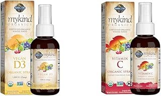 Garden of Life Organic Vegan Vitamin D3 1000 IU Liquid Spray with Omega Oils and Organic Vitamin C Spray for Immune Support, 60mg - 2 fl oz Bottles