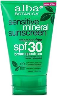 Alba Botanica Sensitive Mineral Sunscreen Fragrance Free, SPF 30 4 oz (Pack Of 2)
