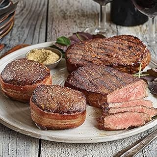 Heartland Plus Steak Box with bacon-wrapped Super Trimmed™ Filet Mignon, Kansas City Strip Steaks, and Cooking Instructions from the Kansas City Steak Company