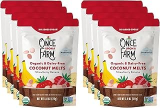 Once Upon a Farm Organic Coconut Melts with Probiotics, Strawberry Banana, Dairy Free, Non GMO, Kosher, 1 Ounces (Pack of 8)