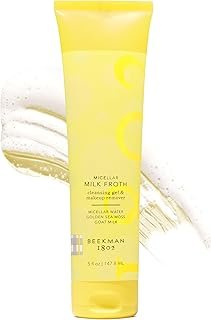 Beekman 1802 Micellar Milk Froth Gel to Foam Cleanser - 2 in 1 Cleanser and Makeup Remover, Goat Milk & Golden Sea Moss Cleanses and Replenishes Skin, Fragrance Free, Senitive Skin Safe, 5.0 fl. oz