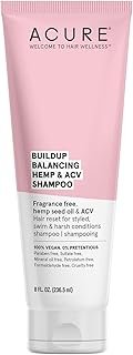 Acure Buildup Balancing Hemp & Apple Cider Vinegar Shampoo | 100% Vegan | Resets & Balances Hair for Styled, Swim & Harsh Conditions | Fragrance Free Formula | 8 Fl Oz