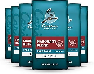 Caribou Coffee Dark Roast Ground Coffee - Mahogany Blend 72 Ounces (6 Bags of 12 Ounces)