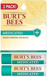 Burt's Bees Medicated Lip Balm, With Eucalyptus Oil and Menthol, Tint-Free, Natural Origin Lip Care, 2 Tubes, 0.15 oz.