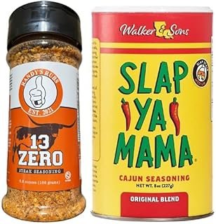 Randy's Rubs Seasoning 13ZERO Steak Seasoning SUGAR FREE and NON-DAIRY IT DONT SUCK Y'ALL! (One 5.5 Ounce Shaker) and Slap Ya Mama All Natural Cajun Seasoning from Louisiana, Original Blend, MSG Free and Kosher, (One 8 Ounce Shaker)