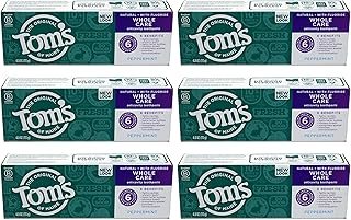 Tom's of Maine Whole Care Fluoride Gel , Peppermint, 4 Ounce (Pack of 6)