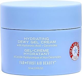First Aid Beauty Hydrating Dewy Gel Cream, Lightweight Oil-Free Facial Moisturizer with Hyaluronic Acid and Ceramides, Helps Reduce Excess Oil Build Up & Improve Skins Hydration, 1.9 FL oz