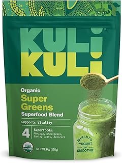 Kuli Kuli Green Power [6 oz] - Super Greens Powder - Nutrient Dense Moringa, Wheatgrass, Broccoli & Barley Grass Blend - 100% Plant Based Organic Superfood Posder Sourced from Remote Farms