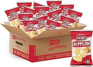HERR'S Ripple Potato Chips, 1 Ounce (Pack of 42 Bags) – Crunchy Rippled Chips Perfect for Dipping – Great for Parties and Lunches