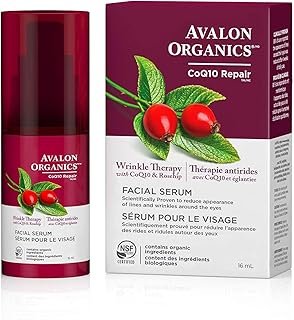 Avalon Organics Facial Serum, Wrinkle Therapy with CoQ10 & Rosehip, 0.55 Oz