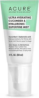 Acure Ultra Hydrating Cucumber & Hyaluronic Superfine Mist - Replenish Skin's Moisture - Enriched with Cucumber & Hyaluronic Acid - Vegan and Cruelty-Free Formula - No Parabens or Sulfates - 2 Fl Oz
