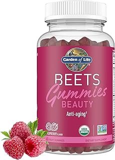 Garden of Life Organic Beet Root Gummies Made of Pectin with Antioxidants, Vitamin C, Biotin & B12 for Hair, Skin & Nails – Beets Beauty Gummies – Vegan, Gluten Free, Non GMO, Raspberry, 30 Servings