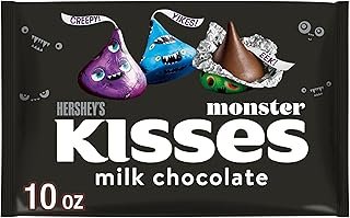 HERSHEY'S KISSES Milk Chocolate Monster Foil, Halloween Candy Bag, 10 oz
