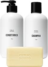 Public Goods Shower Essentials for Men and Women | Natural Shampoo, Conditioner & Bar Soap | Made with Organic Essential Oils | Sulfate & Paraben Free | Vegan Friendly | 12 Fl Oz Bottles