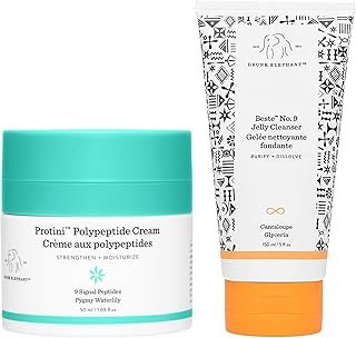 Drunk Elephant Protini Polypeptide Cream Bundle - 50 ml/1.69 fl oz - Firming Moisturizer - Beste No. 9 Jelly Cleanser - 150 ml/5 fl oz - Gel Face Wash - Cruelty-Free - Dermatologist-Tested