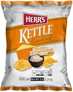 HERR'S Kettle Cooked Cheddar Horseradish Flavored Potato Chips 2.5 Oz (Pack of 3)