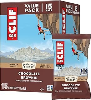 CLIF Bar Chocolate Brownie Flavor - Made with Organic Oats - Energy Bars - Non-GMO - Plant Based Protein Bars (15 Pack)