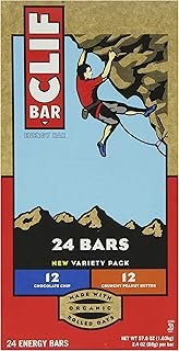 CLIF Bar Variety Pack, Chocolate Chip, Crunchy Peanut Butter, 2.4 oz. Nutrition Bars, 24 Count