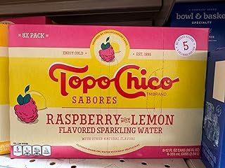 Mialo Trusted Trader Topo Chico Sabores, 12oz Cans, Pack of 8 (Raspberry Lemon)
