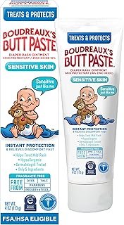 Boudreaux's Butt Paste for Sensitive Skin Diaper Rash Cream, Ointment for Baby, 4 oz Tube